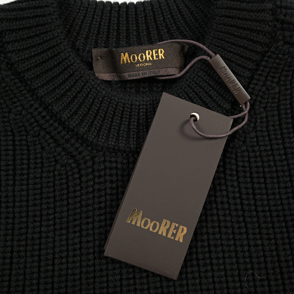 MOORER “STUART-HN” ウール100% リブ編みローゲージニットセーター
