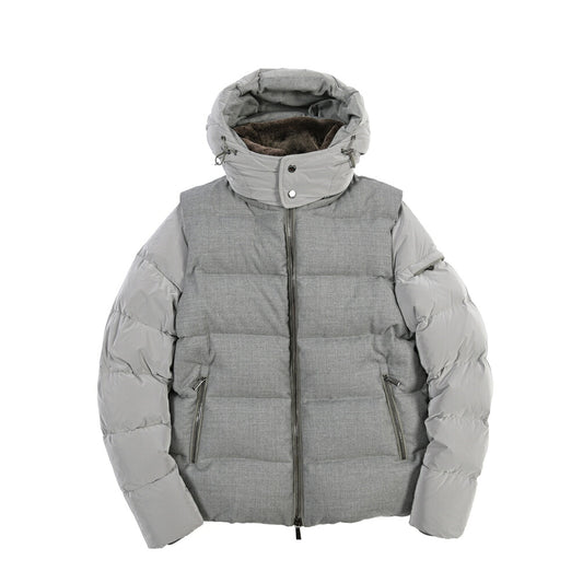 MOORER “CASCIANO-FUR-OSL” カシミヤ混ウール フード付き2WAYダウンジャケット