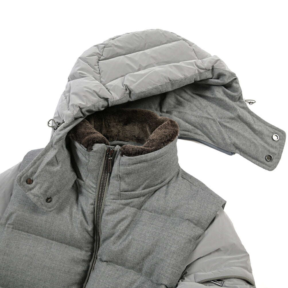 MOORER “CASCIANO-FUR-OSL” カシミヤ混ウール フード付き2WAYダウンジャケット