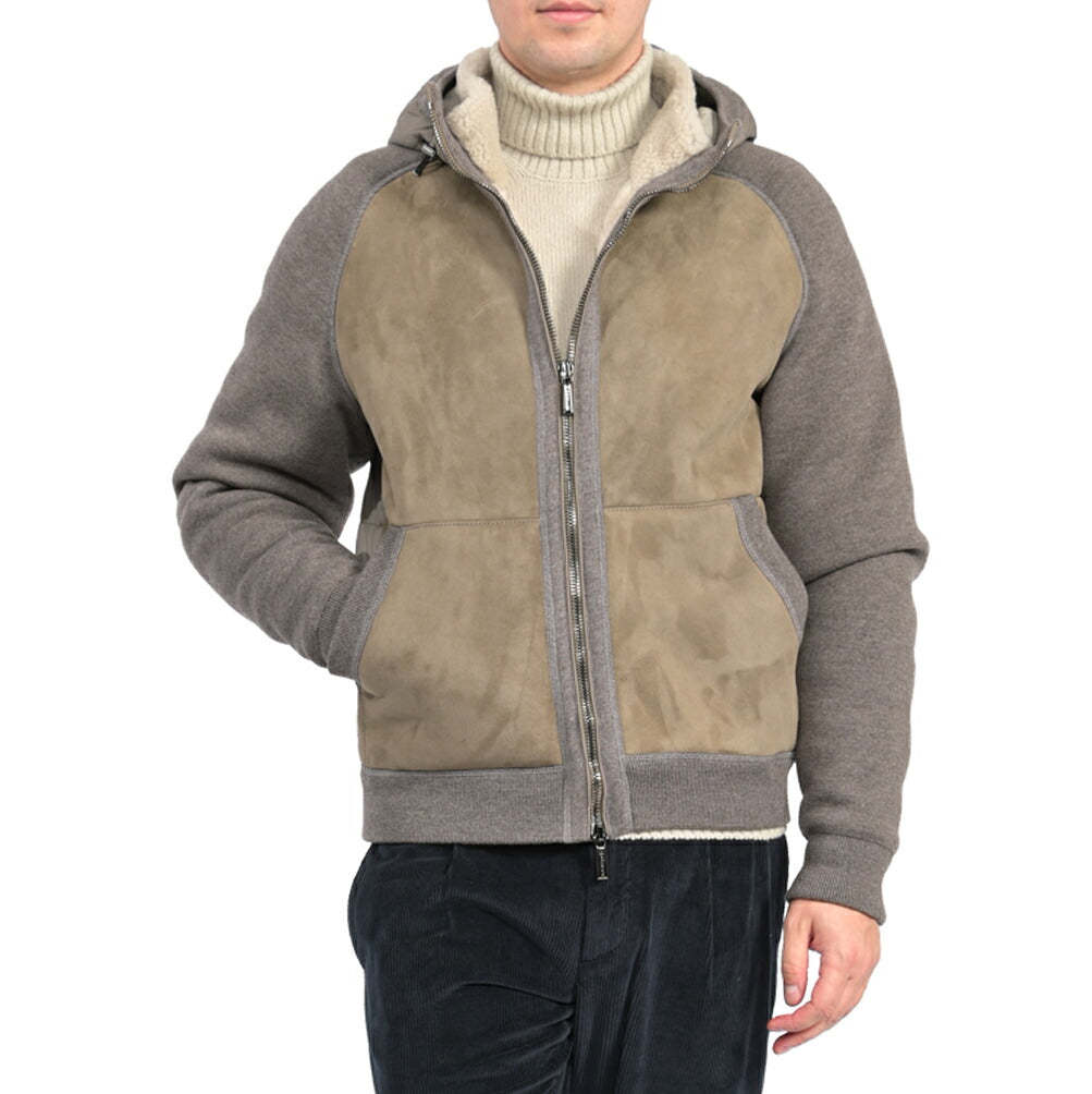 MOORER “DARAN-MAM” 異素材コンビ ウード付きムートンダウンジャケット