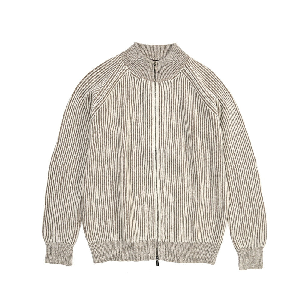 MOORER “DEAN-WSV” カシミヤ混ウール ジップアップニットカーディガン