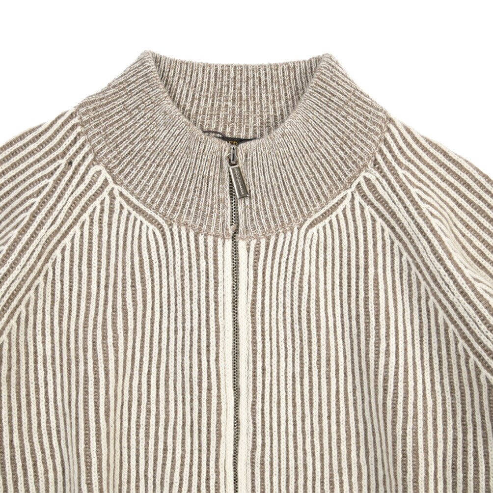 MOORER “DEAN-WSV” カシミヤ混ウール ジップアップニットカーディガン