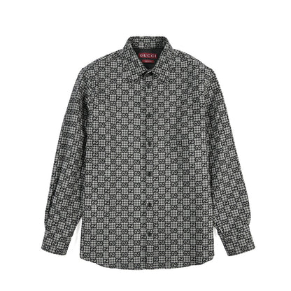 GUCCI コットン混ウール GG柄シャツジャケット