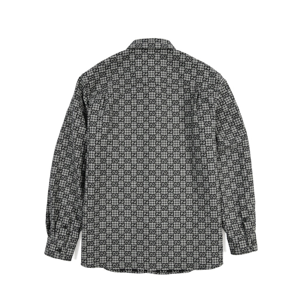 GUCCI コットン混ウール GG柄シャツジャケット