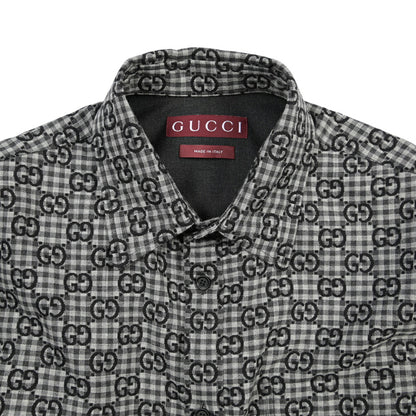 GUCCI コットン混ウール GG柄シャツジャケット
