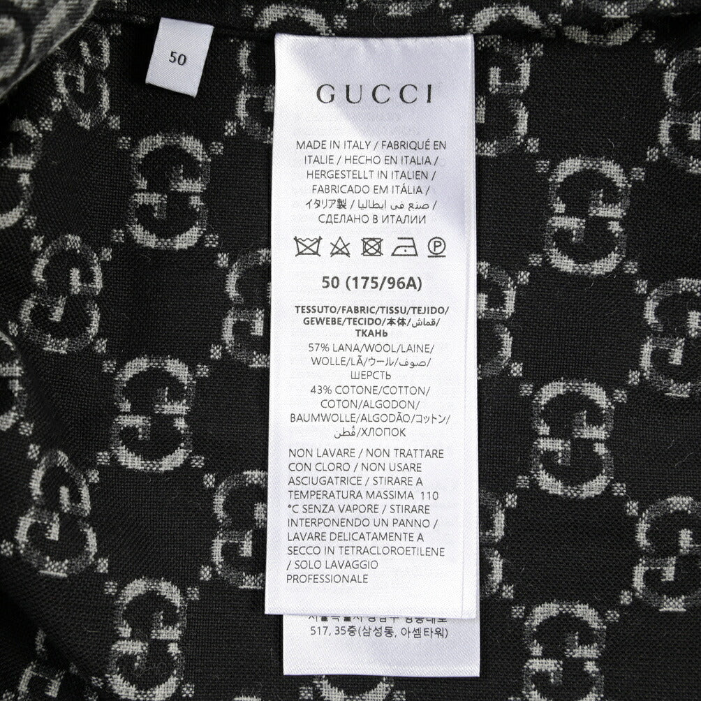 GUCCI コットン混ウール GG柄シャツジャケット