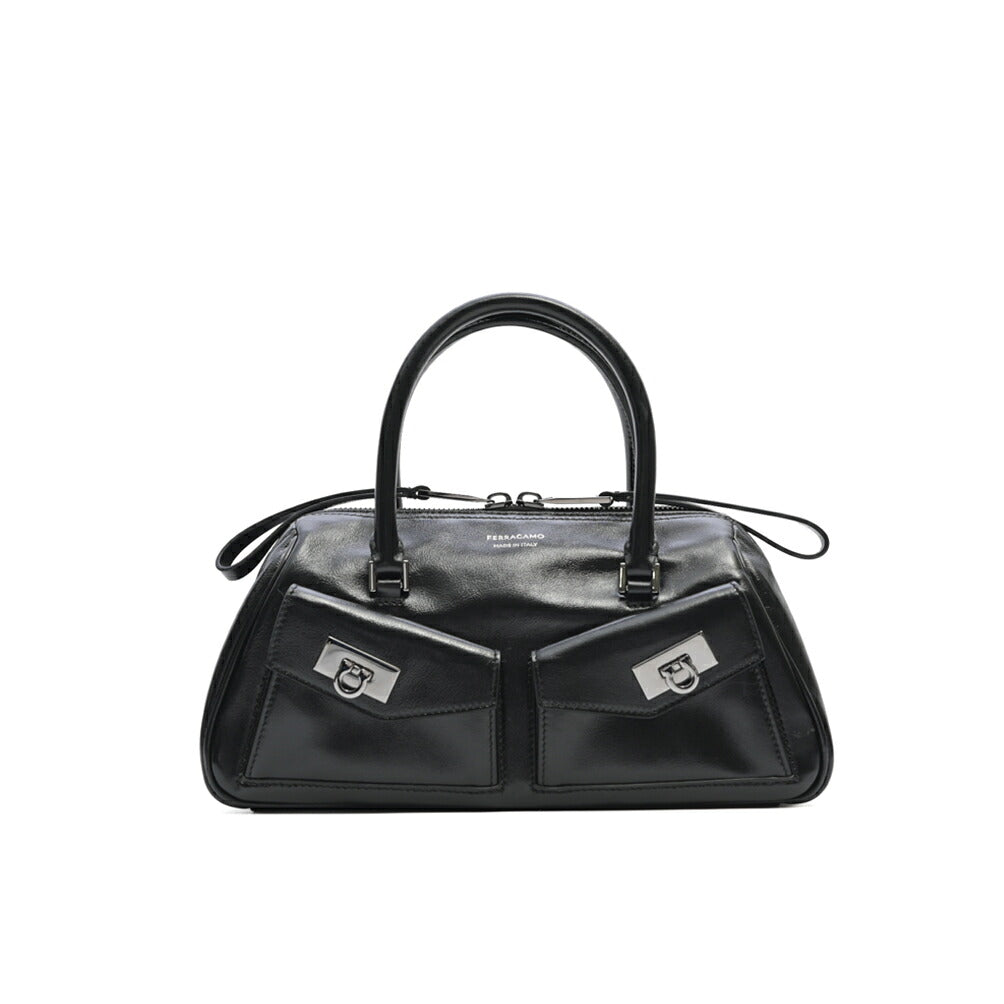 FERRAGAMO カーフレザー100% 2WAYボウリングバッグ