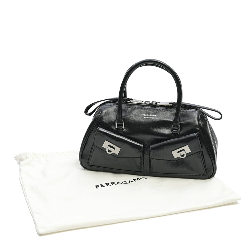 FERRAGAMO カーフレザー100% 2WAYボウリングバッグ