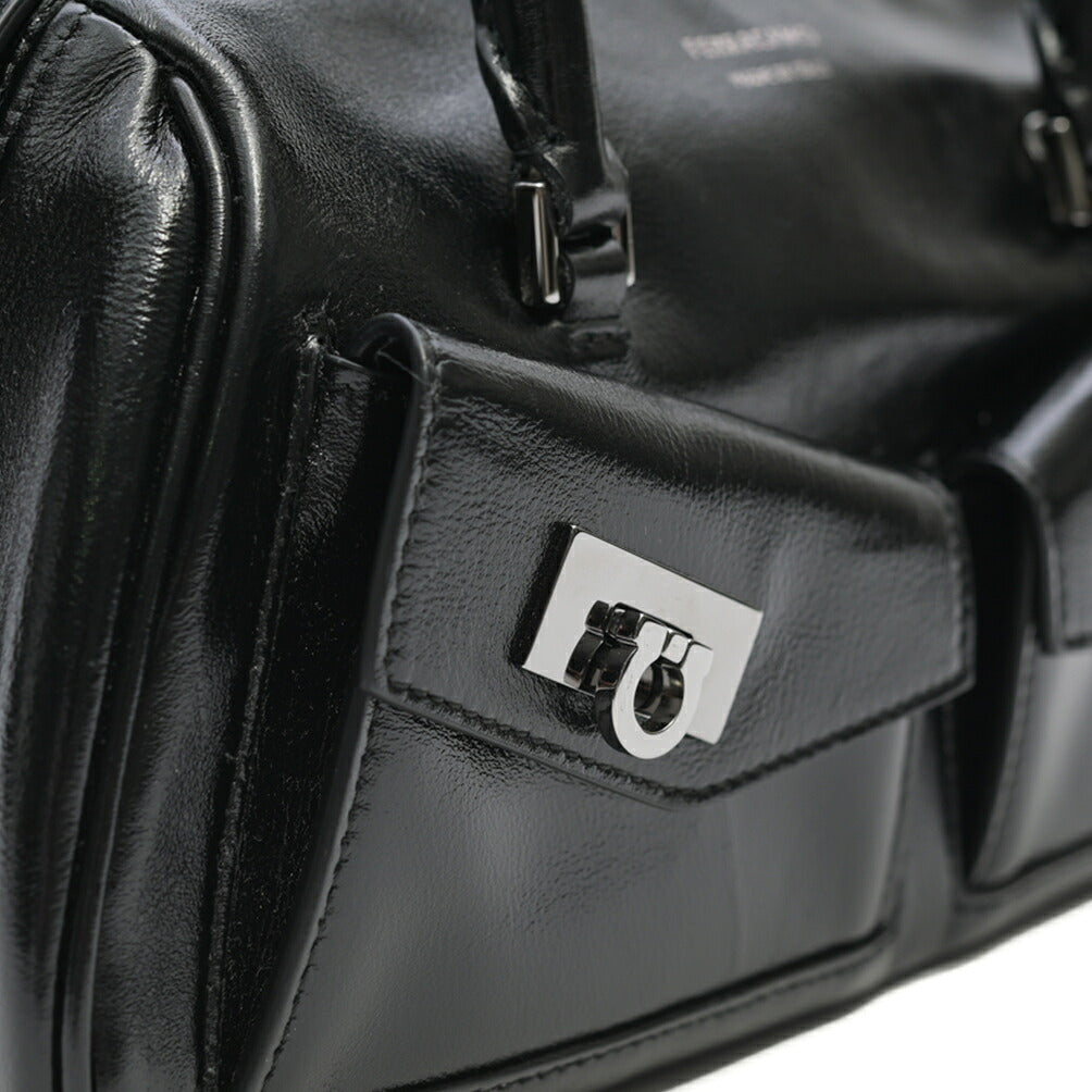 FERRAGAMO カーフレザー100% 2WAYボウリングバッグ