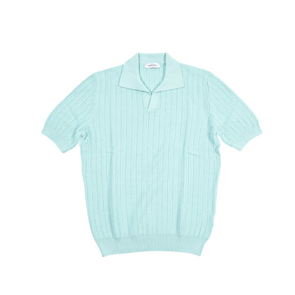 GRAN SASSO コットン100% スキッパーカラー半袖ニットポロシャツ