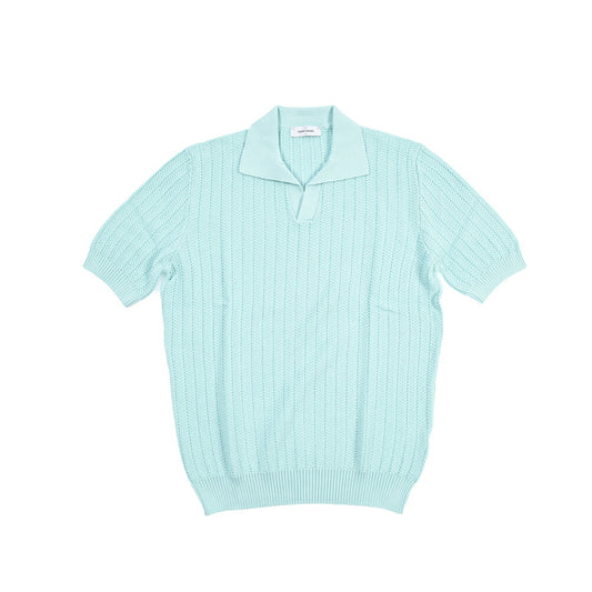 GRAN SASSO コットン100% スキッパーカラー半袖ニットポロシャツ
