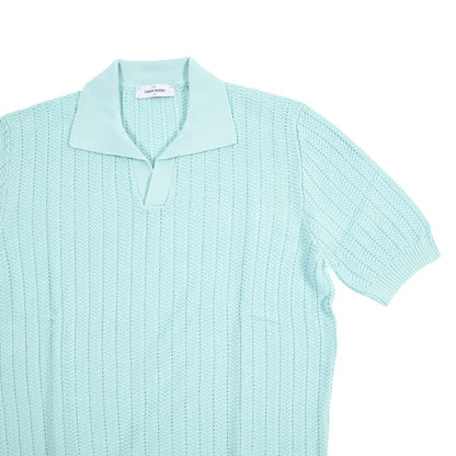 GRAN SASSO コットン100% スキッパーカラー半袖ニットポロシャツ