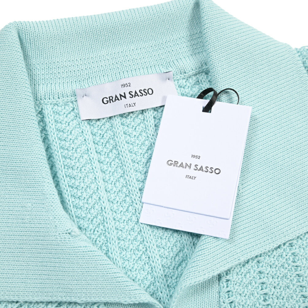 GRAN SASSO コットン100% スキッパーカラー半袖ニットポロシャツ