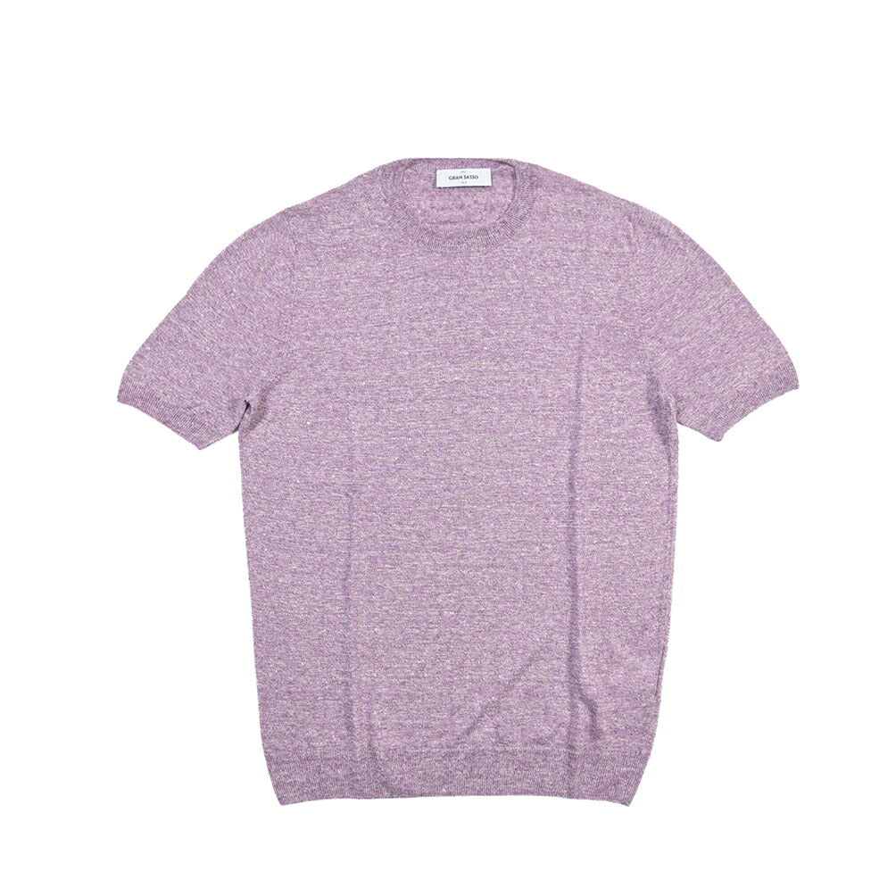 GRAN SASSO リネン100% クルーネック半袖ニットTシャツ