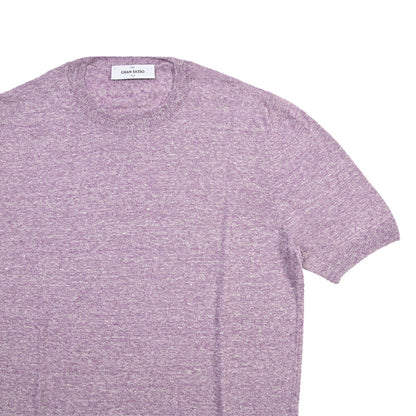 GRAN SASSO リネン100% クルーネック半袖ニットTシャツ