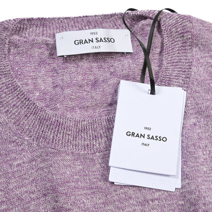 GRAN SASSO リネン100% クルーネック半袖ニットTシャツ