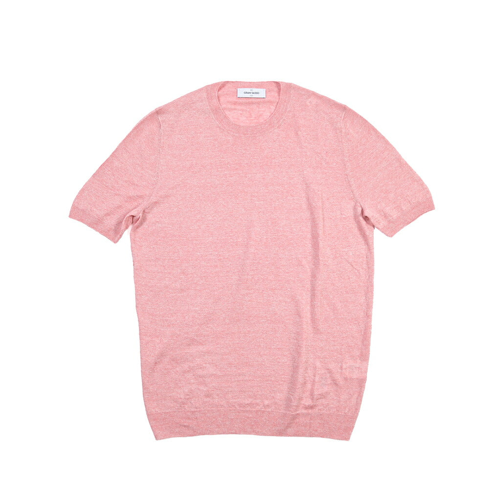 GRAN SASSO リネン100% ハイゲージクルーネック半袖ニットTシャツ