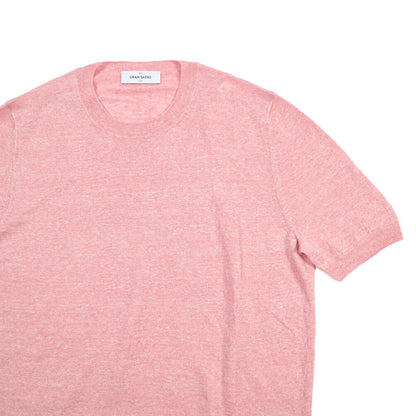 GRAN SASSO リネン100% ハイゲージクルーネック半袖ニットTシャツ