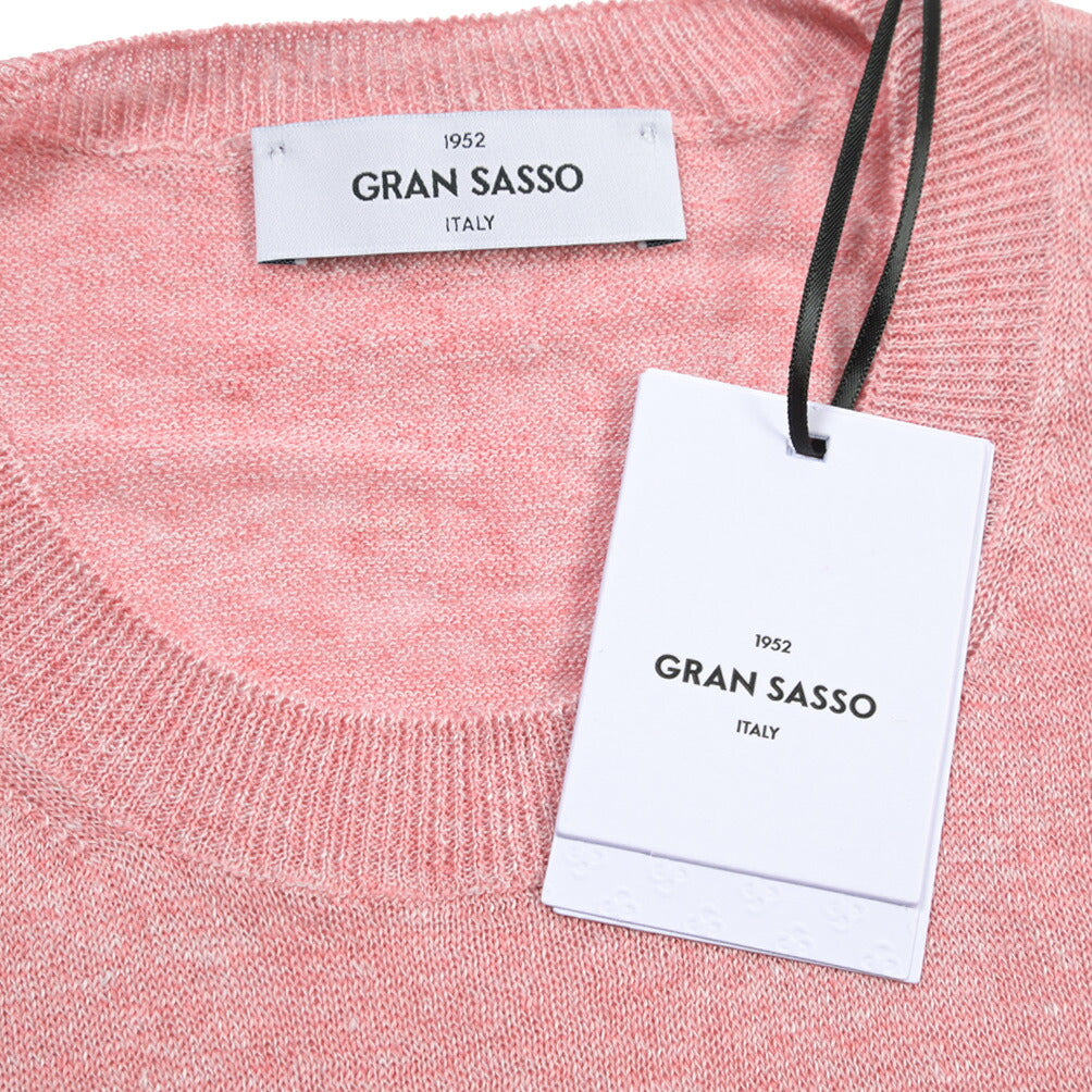 GRAN SASSO リネン100% ハイゲージクルーネック半袖ニットTシャツ