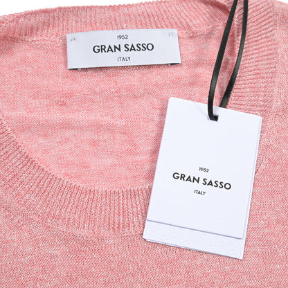 GRAN SASSO リネン100% ハイゲージクルーネック半袖ニットTシャツ