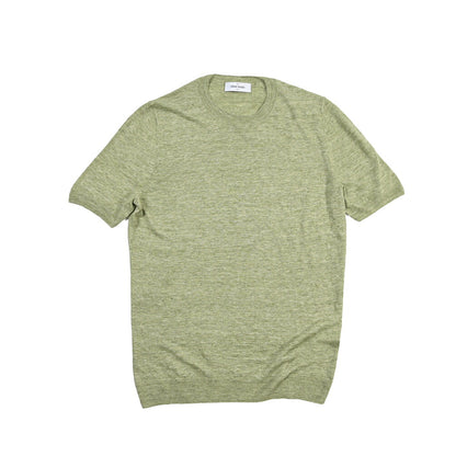 GRAN SASSO リネン100% ハイゲージクルーネック半袖ニットTシャツ