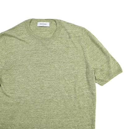 GRAN SASSO リネン100% ハイゲージクルーネック半袖ニットTシャツ