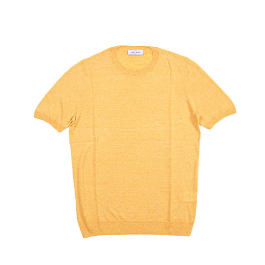 GRAN SASSO リネン100% ハイゲージクルーネック半袖ニットTシャツ