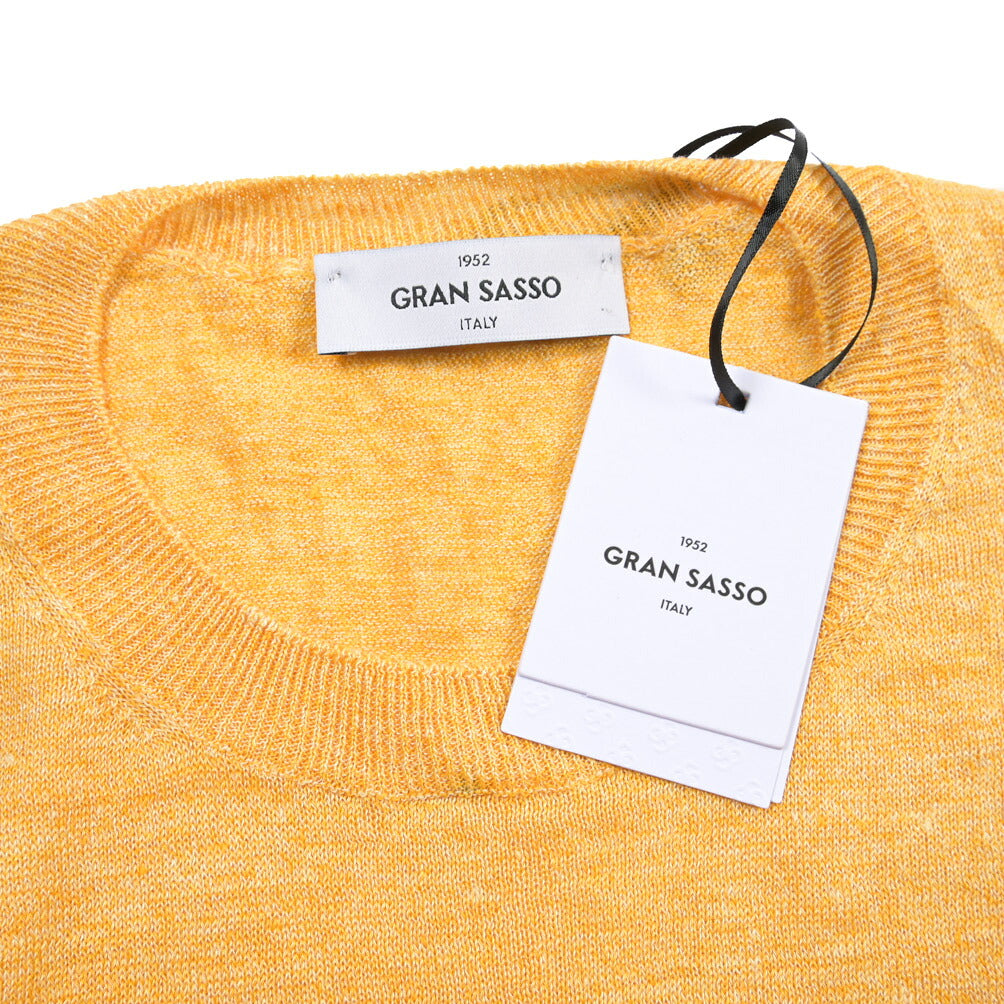 GRAN SASSO リネン100% ハイゲージクルーネック半袖ニットTシャツ