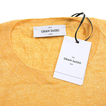 GRAN SASSO リネン100% ハイゲージクルーネック半袖ニットTシャツ