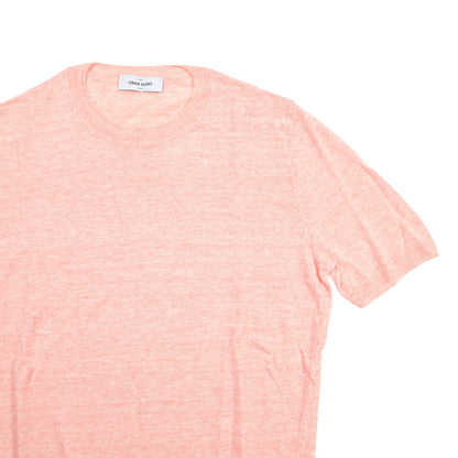 GRAN SASSO リネン100% ハイゲージクルーネック半袖ニットTシャツ