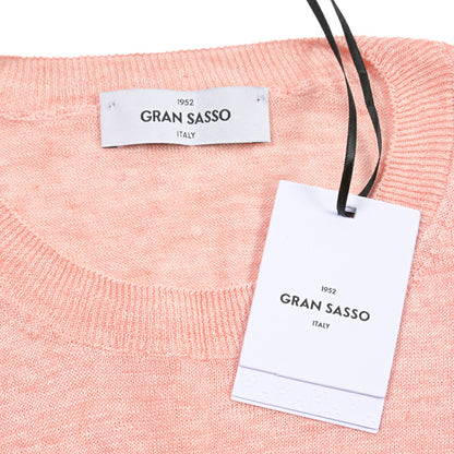 GRAN SASSO リネン100% ハイゲージクルーネック半袖ニットTシャツ