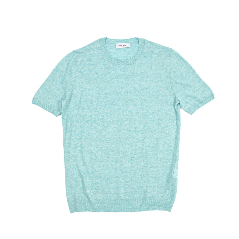 GRAN SASSO リネン100% ハイゲージクルーネック半袖ニットTシャツ