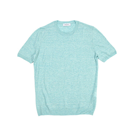 GRAN SASSO リネン100% ハイゲージクルーネック半袖ニットTシャツ