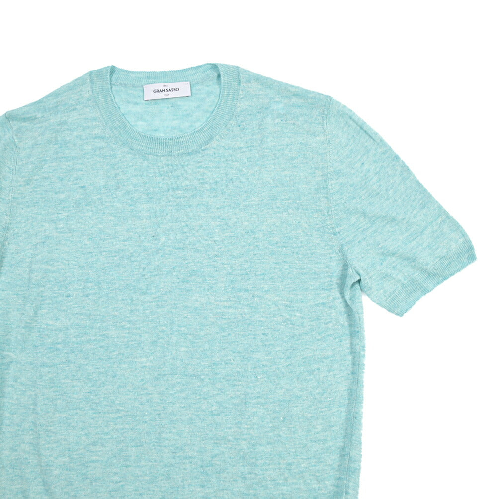 GRAN SASSO リネン100% ハイゲージクルーネック半袖ニットTシャツ