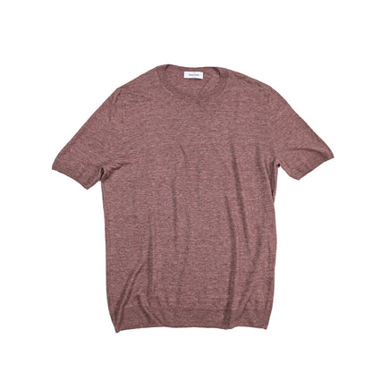GRAN SASSO リネン100% クルーネック半袖ニットTシャツ