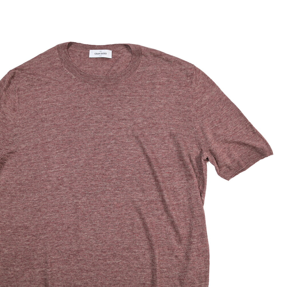 GRAN SASSO リネン100% クルーネック半袖ニットTシャツ