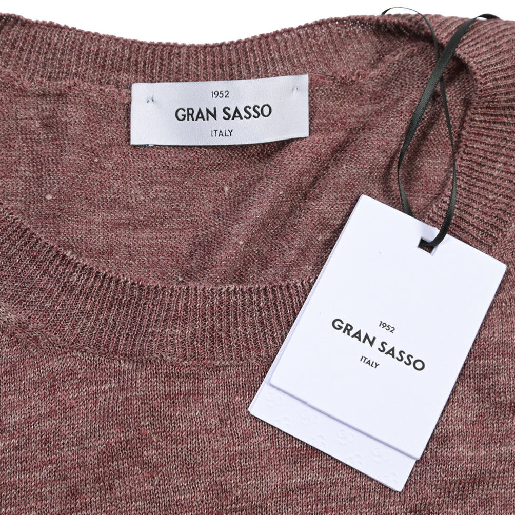 GRAN SASSO リネン100% クルーネック半袖ニットTシャツ