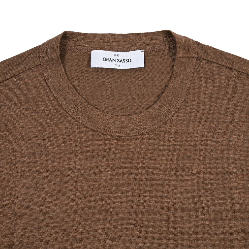 GRAN SASSO リネン100% クルーネック長袖Tシャツ