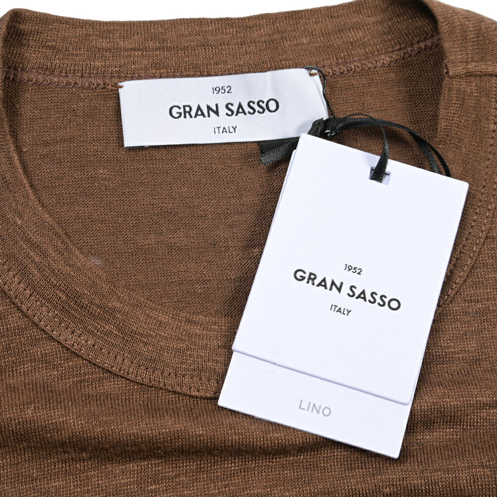 GRAN SASSO リネン100% クルーネック長袖Tシャツ