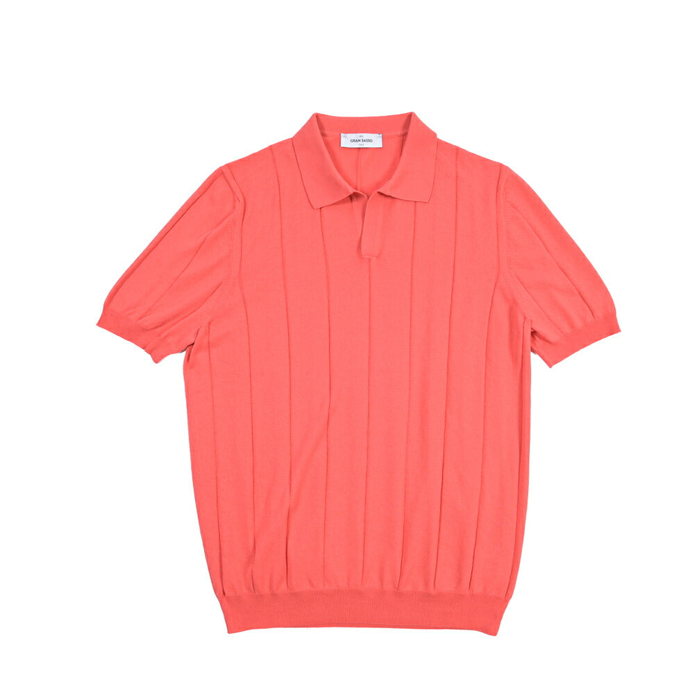 GRAN SASSO コットン100% スキッパーカラー半袖ニットポロシャツ