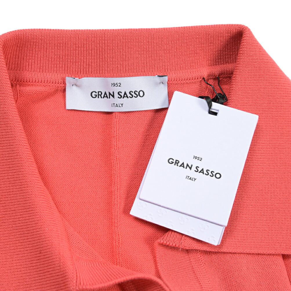 GRAN SASSO コットン100% スキッパーカラー半袖ニットポロシャツ