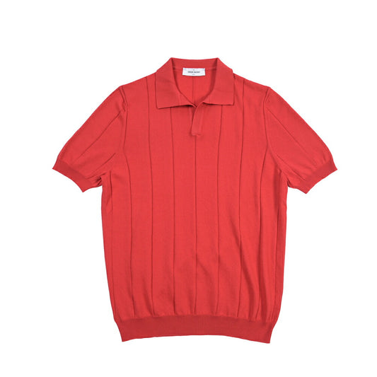 GRAN SASSO コットン100% スキッパーカラー半袖ニットポロシャツ