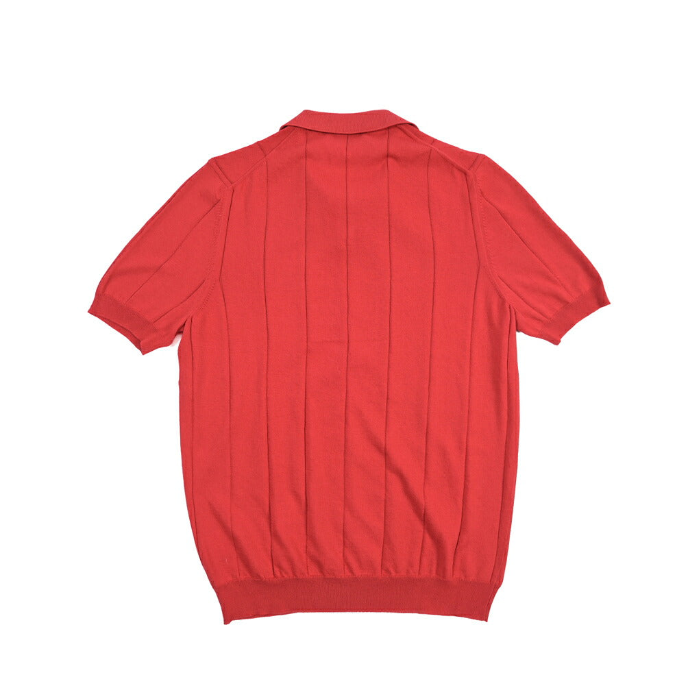 GRAN SASSO コットン100% スキッパーカラー半袖ニットポロシャツ