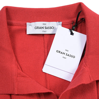 GRAN SASSO コットン100% スキッパーカラー半袖ニットポロシャツ