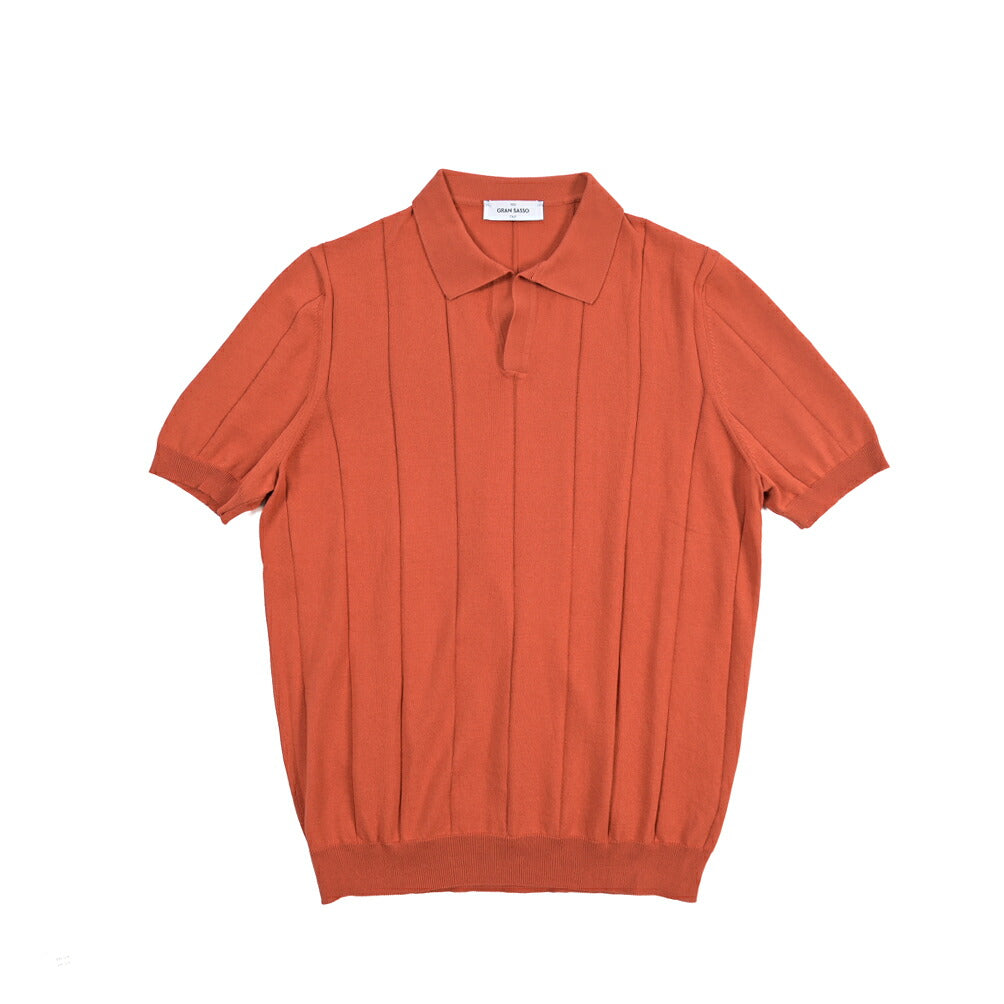 GRAN SASSO コットン100% スキッパーカラー半袖ニットポロシャツ