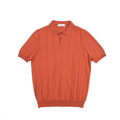 GRAN SASSO コットン100% スキッパーカラー半袖ニットポロシャツ