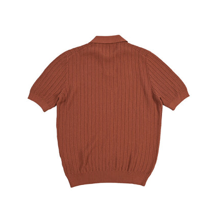 GRAN SASSO コットン100% スキッパーカラー半袖ニットポロシャツ