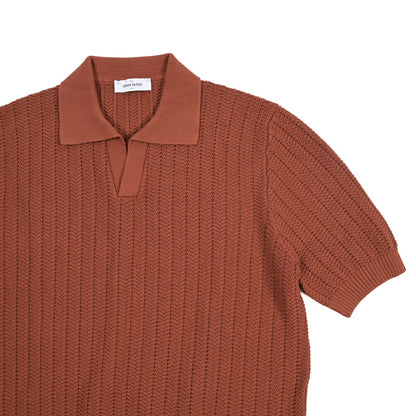 GRAN SASSO コットン100% スキッパーカラー半袖ニットポロシャツ