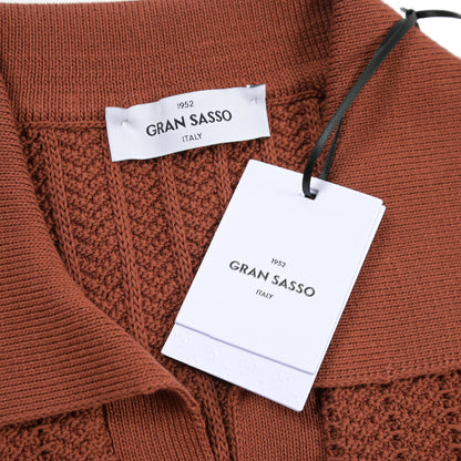 GRAN SASSO コットン100% スキッパーカラー半袖ニットポロシャツ