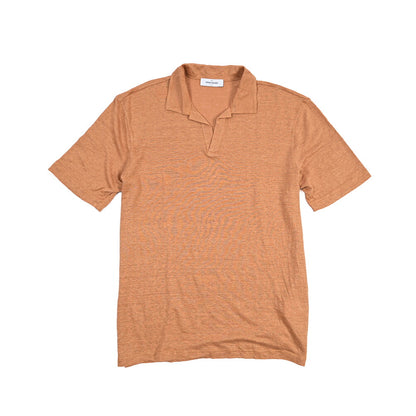 GRAN SASSO “LINO” リネン100% スキッパーカラー半袖ニットポロシャツ